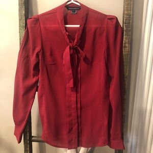 French Connection Burgundy Button Down Blouse